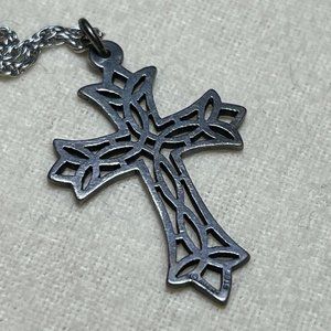 James Avery Retired Lattice Fleuree Sterling Silver Cross Charm Pendant